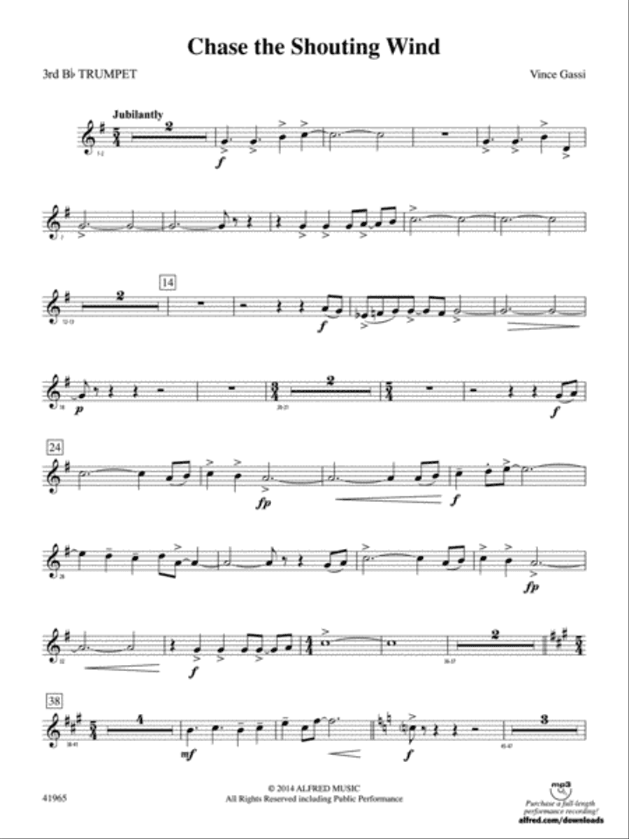 Chase the Shouting Wind: 3rd B-flat Trumpet