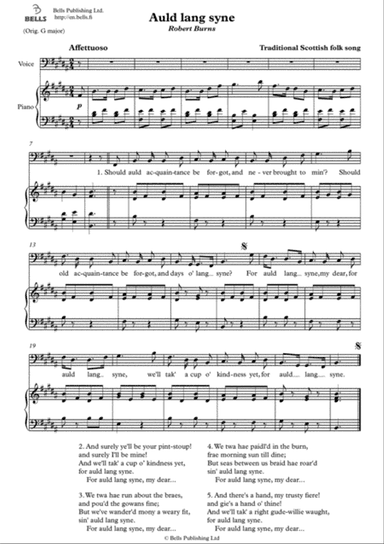 Auld lang syne (Solo song) (B Major)