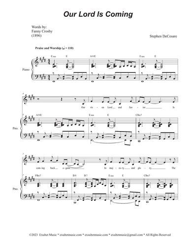 Our Lord Is Coming (Unison choir)