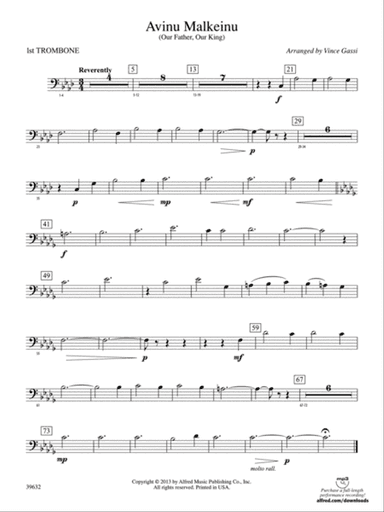 Avinu Malkeinu: 1st Trombone