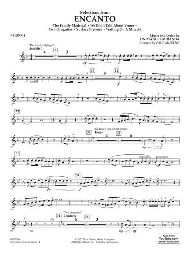 Selections from Encanto (arr. Paul Murtha) - F Horn 1