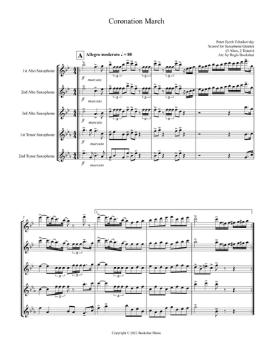 Coronation March (Db) (Saxophone Quintet - 3 Altos, 2 Tenors)