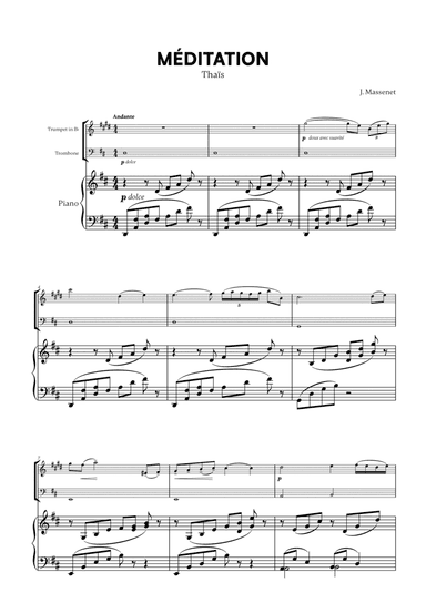 Jules Massenet - Thaïs Meditation (for Trumpet in Bb, Trombone and Piano)