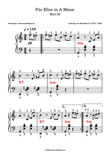 Für Elise in A Minor - for accordion beginner