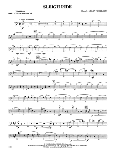 Sleigh Ride: (wp) B-flat Baritone B.C.