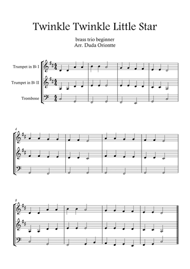 Twinkle Twinkle Little Star (For BEGINNER and kids) (brass trio)