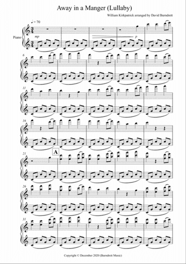 Away in a Manger (Lullaby) for Piano Solo
