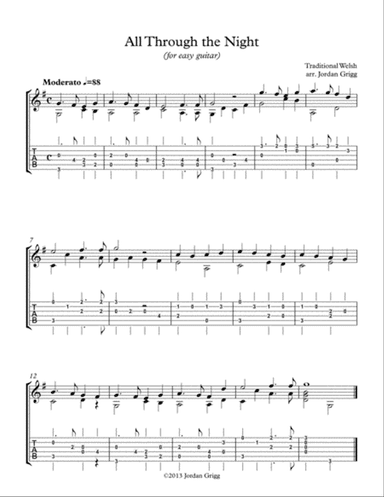 All Through the Night (for easy guitar)