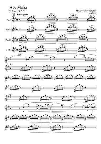 "Ave Maria" (Bdur) flute quartetto