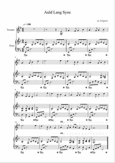 Auld Lang Syne, For Trumpet & Piano