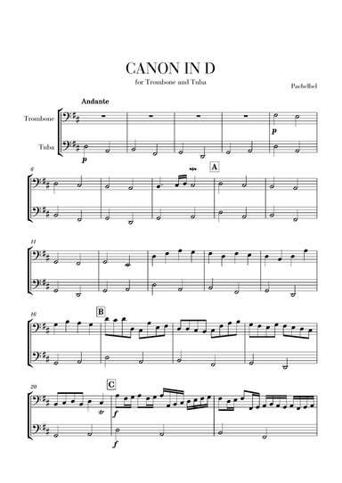 Canon in D for Trombone and Tuba