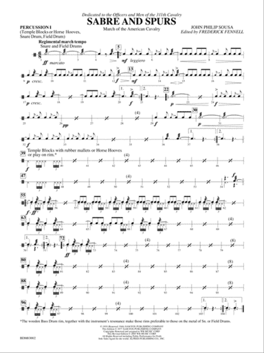 Sabre and Spurs (March of the American Cavalry): 1st Percussion