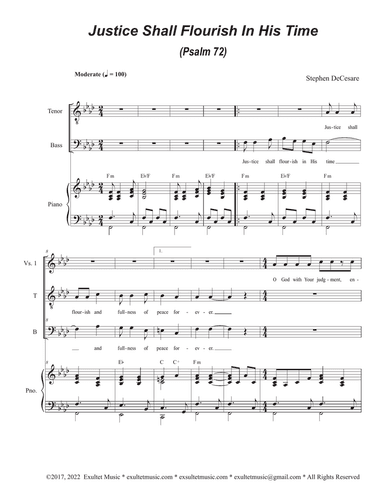 Justice Shall Flourish In His Time (Psalm 72) (Duet for Tenor and Bass solo)