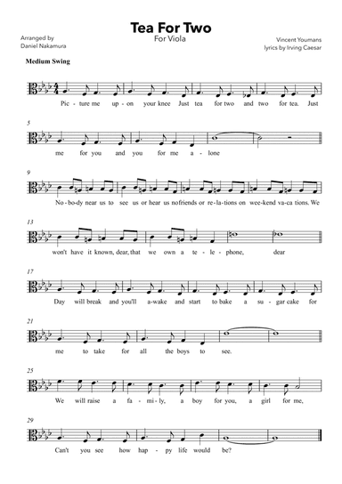 Tea For Two (For Viola with Lyrics)