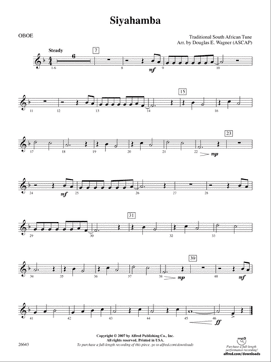 Siyahamba: Oboe