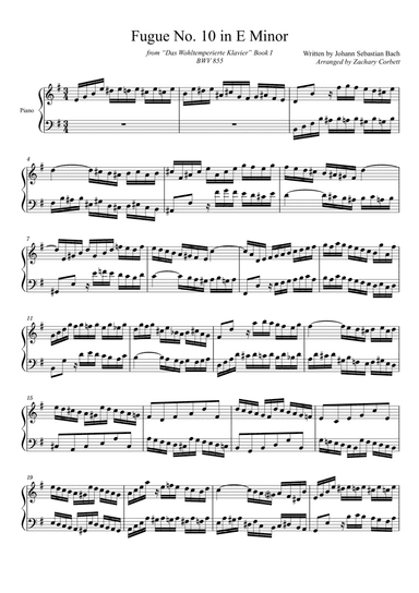 Fugue No. 10 BWV 855 in E Minor