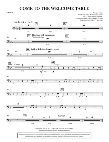 Come To The Welcome Table (Full Orchestra) - Timpani