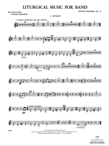 Liturgical Music for Band, Op. 33: B-flat Contrabass Clarinet