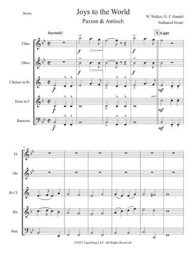 Joys to the World (Christmas Carols) for Woodwind Quintet