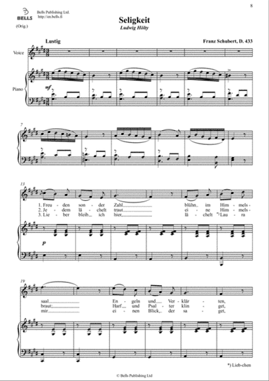 Seligkeit (D. 433) (Original key. E Major)