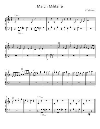 March Militaire (Franz Schubert) - Easy Beginner Piano Sheet Music