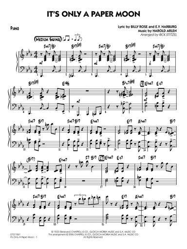 It's Only a Paper Moon (arr. Rick Stitzel) - Piano
