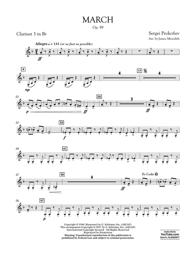 March, Op. 99 - Bb Clarinet 3