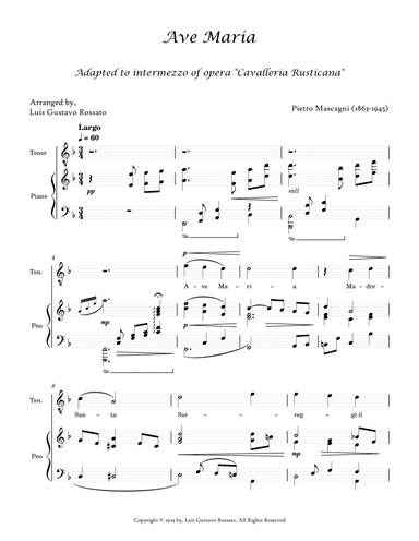 Ave Maria - Mascagni (Tenor F Major)