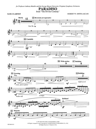 Paradiso (from The Divine Comedy): 3rd B-flat Clarinet