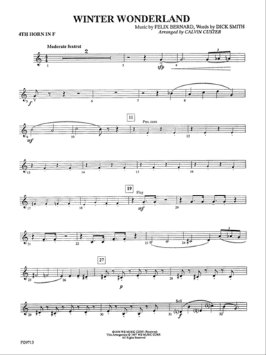 Winter Wonderland: 4th F Horn