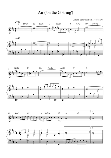 Air ('On the G srings') Oboe (with chords)