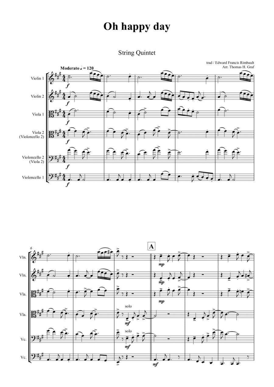 Oh happy day - Christmas Song Gospel - String Quintet