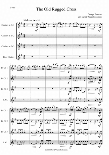 The Old Rugged Cross (original version) Clarinet Quartet