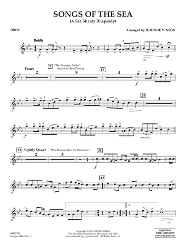 Songs of the Sea (A Sea Shanty Rhapsody) - Oboe