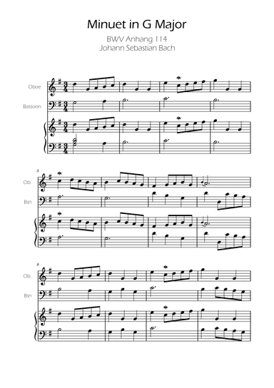 Minuet in G major BWV Anh. 114 - Bach - Oboe and Basson w/ Piano