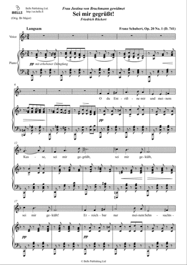 Sei mir gegrusst!, Op. 20 No. 1 (D. 741) (F Major)