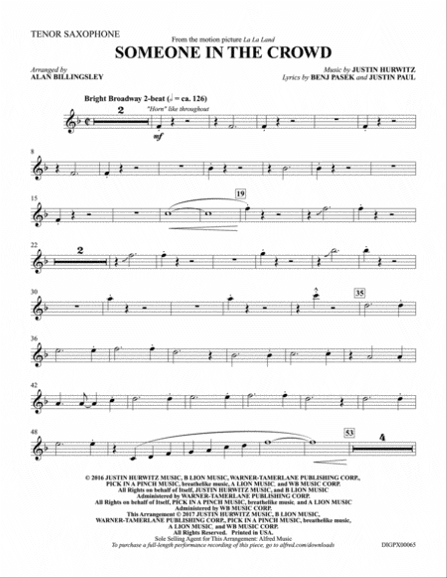 Someone in the Crowd: B-flat Tenor Saxophone