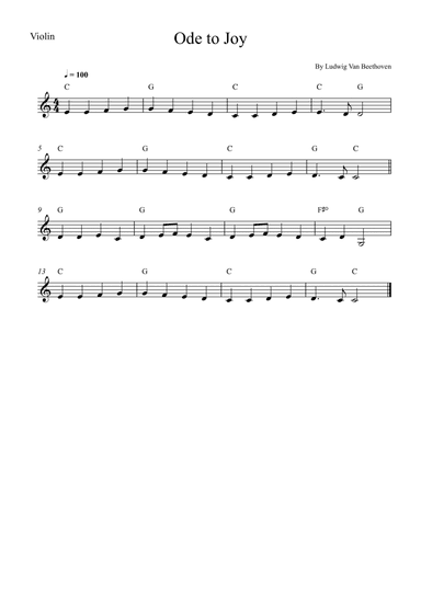 Ode to Joy - Violin Easy