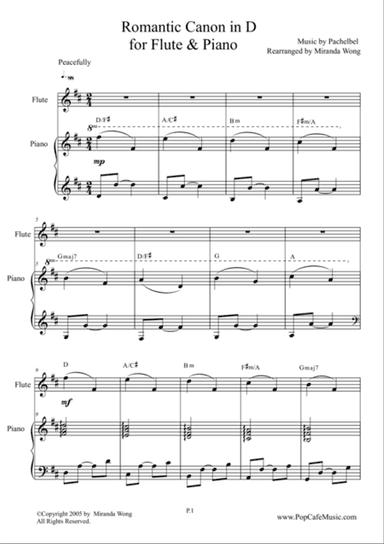 Romantic Canon in D for Flute & Piano