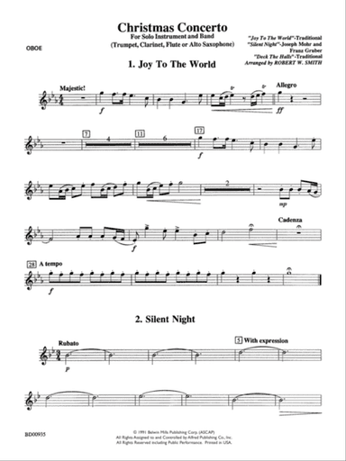 Christmas Concerto (Solo Trumpet, Clarinet, Flute, or Alto Saxophone and Band): Oboe