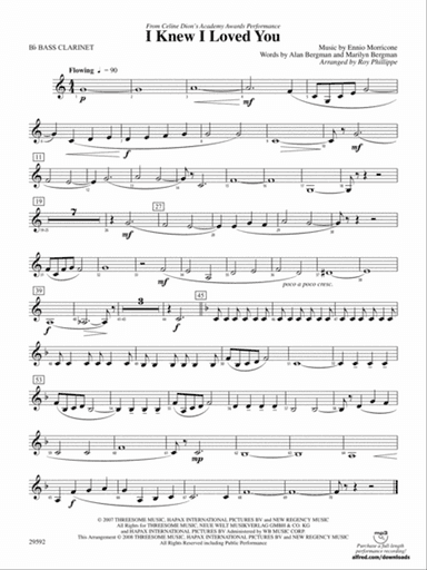 I Knew I Loved You: B-flat Bass Clarinet