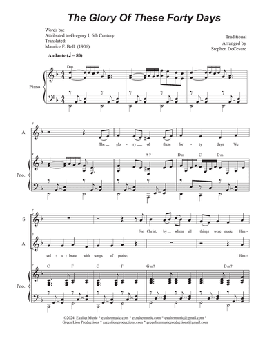 The Glory Of These Forty Days (2-part choir - (SA)