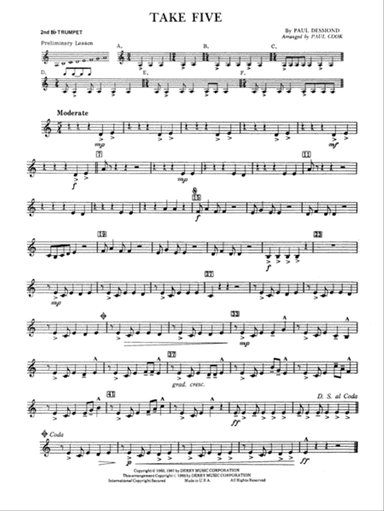 Take Five: 2nd B-flat Trumpet
