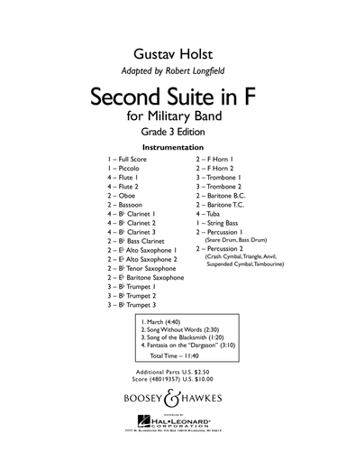 Second Suite in F (arr. Robert Longfield) - Conductor Score (Full Score)