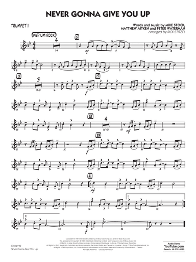 Never Gonna Give You Up (arr. Rick Stitzel) - Trumpet 1
