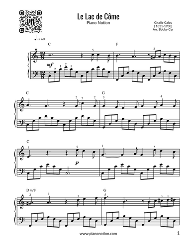 Le Lac de C么me (Easy Piano Solo)