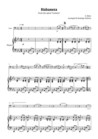 Habanera (for solo tuba w/ piano accompaniment)