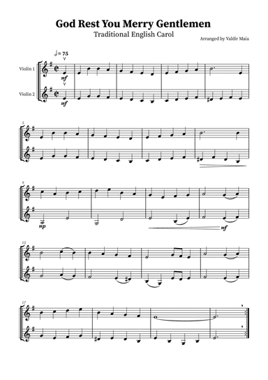 God Rest You Merry Gentlemen - Violin Duet