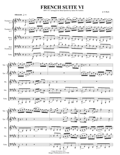 BACH: French Suite No. 6 BWV 817 for Brass Quintet