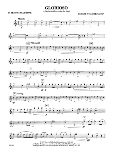 Glorioso (A Fanfare and Procession for Band): B-flat Tenor Saxophone